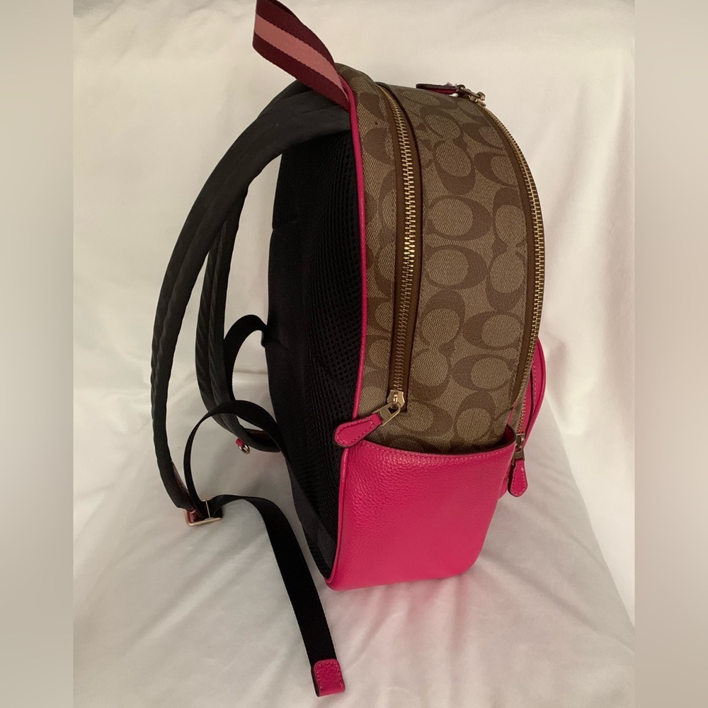Coach Signature Brown and Pink Backpack - Picture 2 of 8